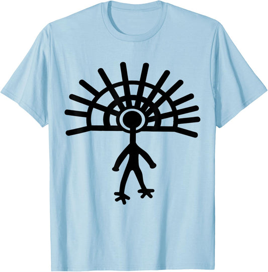 Ancient Astronaut Alien Petroglyph Cave Rock Art T-Shirt - T-Shirt | Light Blue
