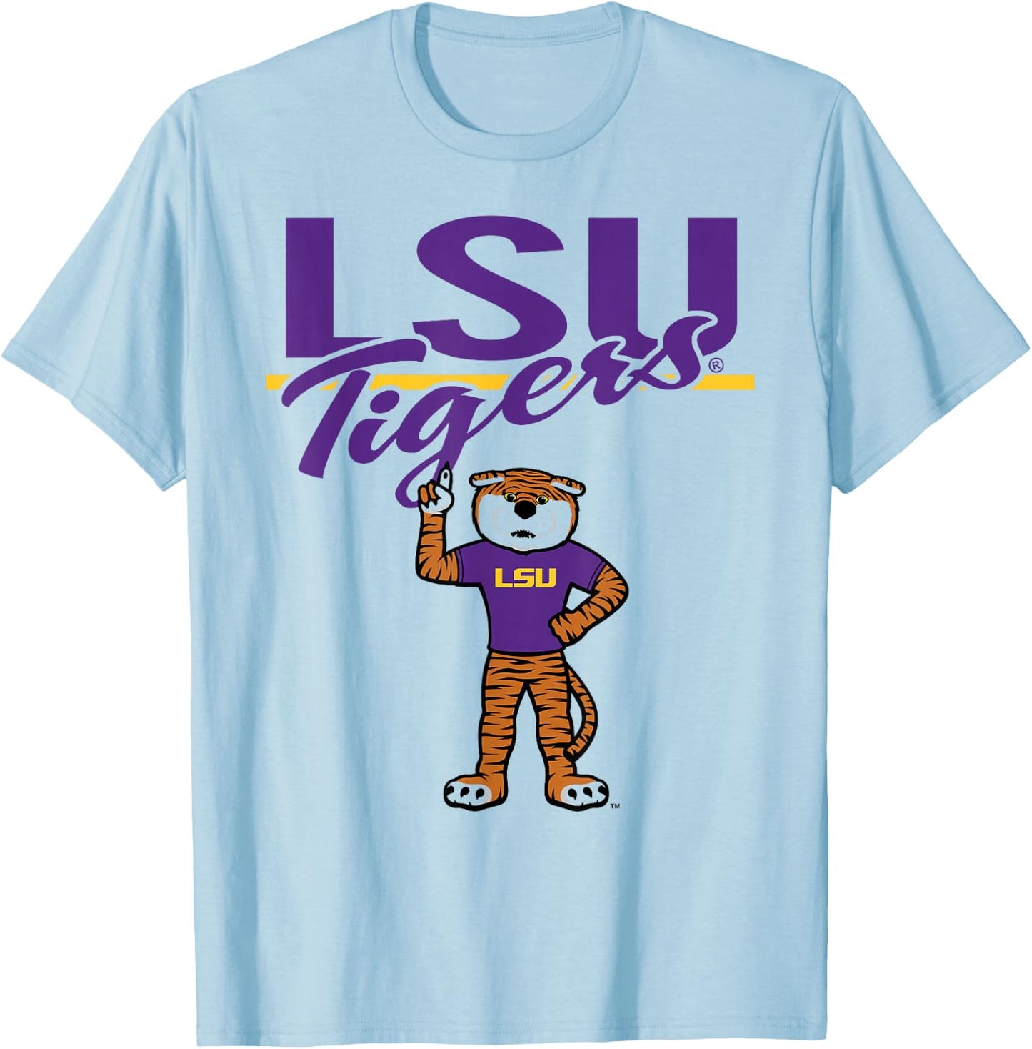 LSU Tigers Mascot White Officially Licensed T-Shirt - T-Shirt | Light Blue