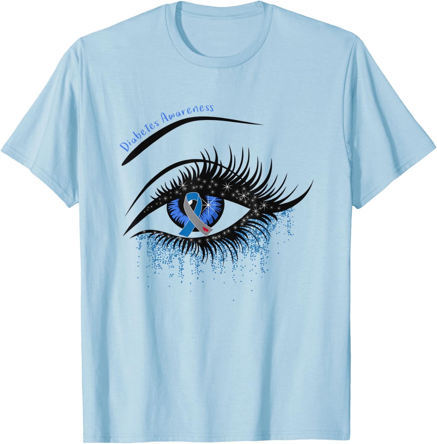 Type 1 Diabetes Ribbon Eye Diebetes Awareness Gifts T-Shirt - T-Shirt | Light Blue