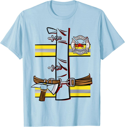 Firefighter Costume Shirt for Halloween T-Shirt - T-Shirt | Light Blue