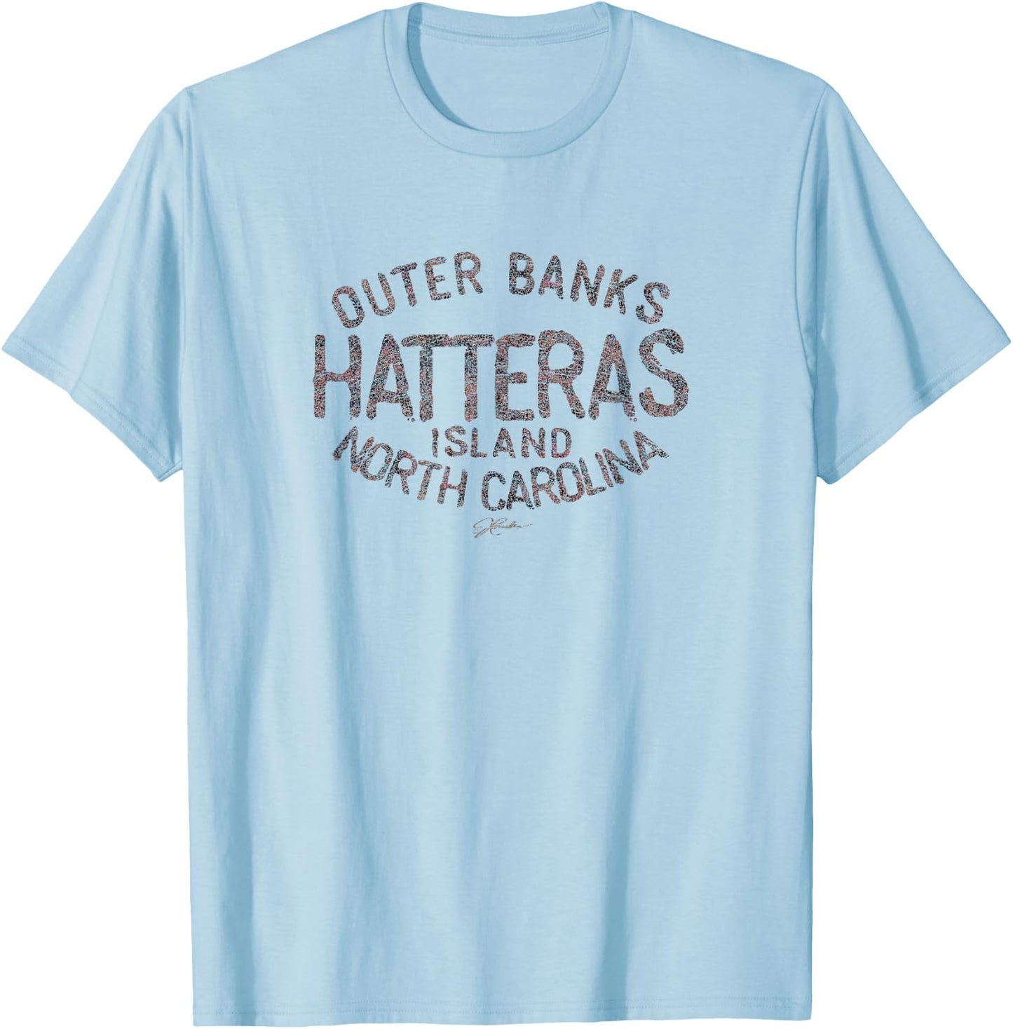 JCombs: Hatteras Island, Outer Banks, NC (Distressed) T-Shirt - T-Shirt | Light Blue