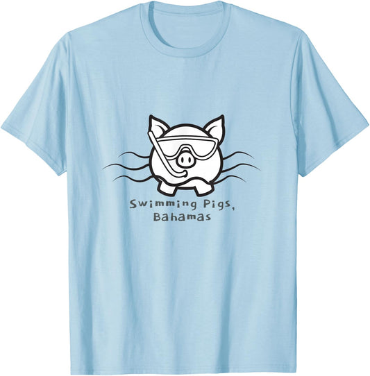 Bahamas Swimming Pigs Snorkeling Front & Back T-Shirt - T-Shirt | Light Blue
