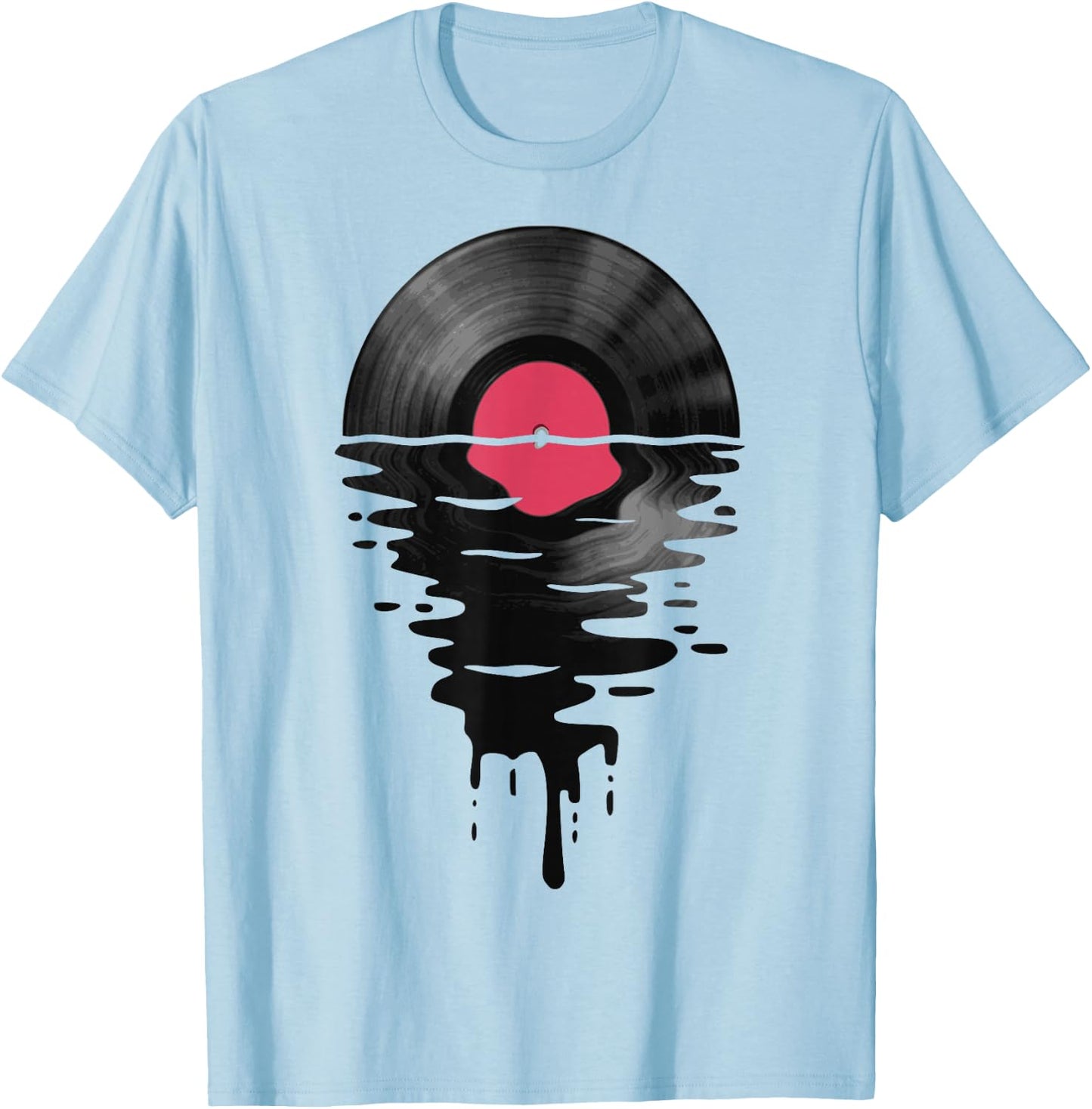 Vinyl Record Music LP Classic 80s Sunset T-Shirt - T-Shirt | Light Blue