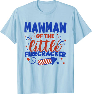 Mawmaw of The Little Firecracker Fourth of July Birthday T-Shirt - T-Shirt | Light Blue