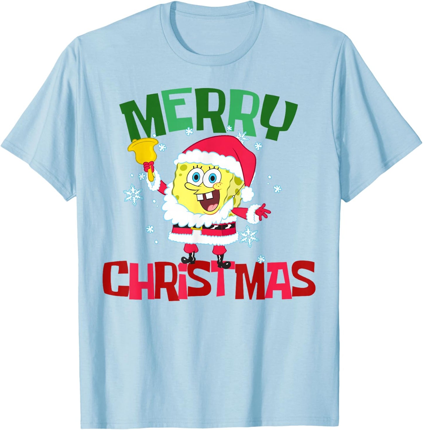 SpongeBob SquarePants Santa Outfit Merry Christmas T-Shirt - T-Shirt | Light Blue