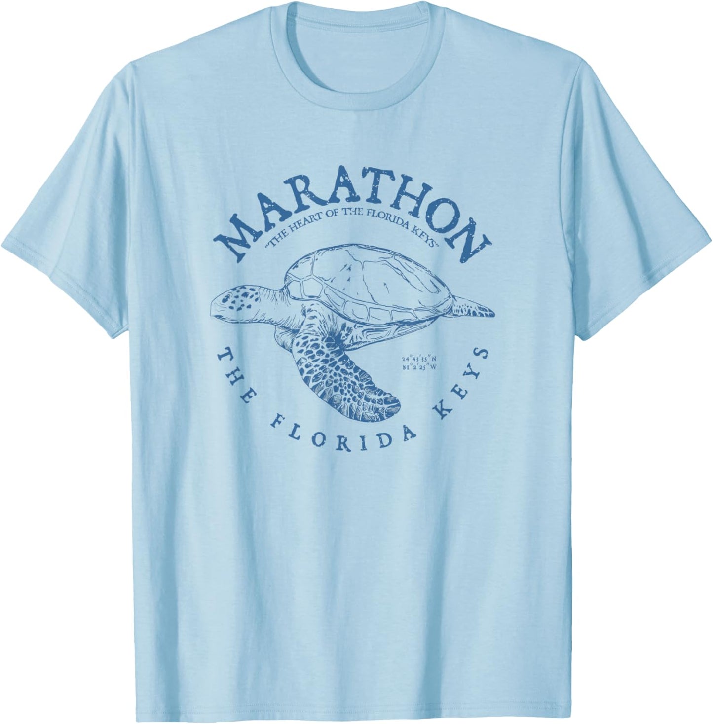 Marathon Turtle Florida Keys Scuba Fishing Diving T-Shirt - T-Shirt | Light Blue