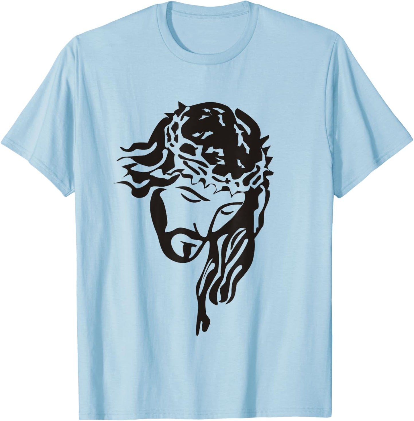 Jesus Christ God Love Face Religion Faith Graphic T-Shirt - T-Shirt | Light Blue