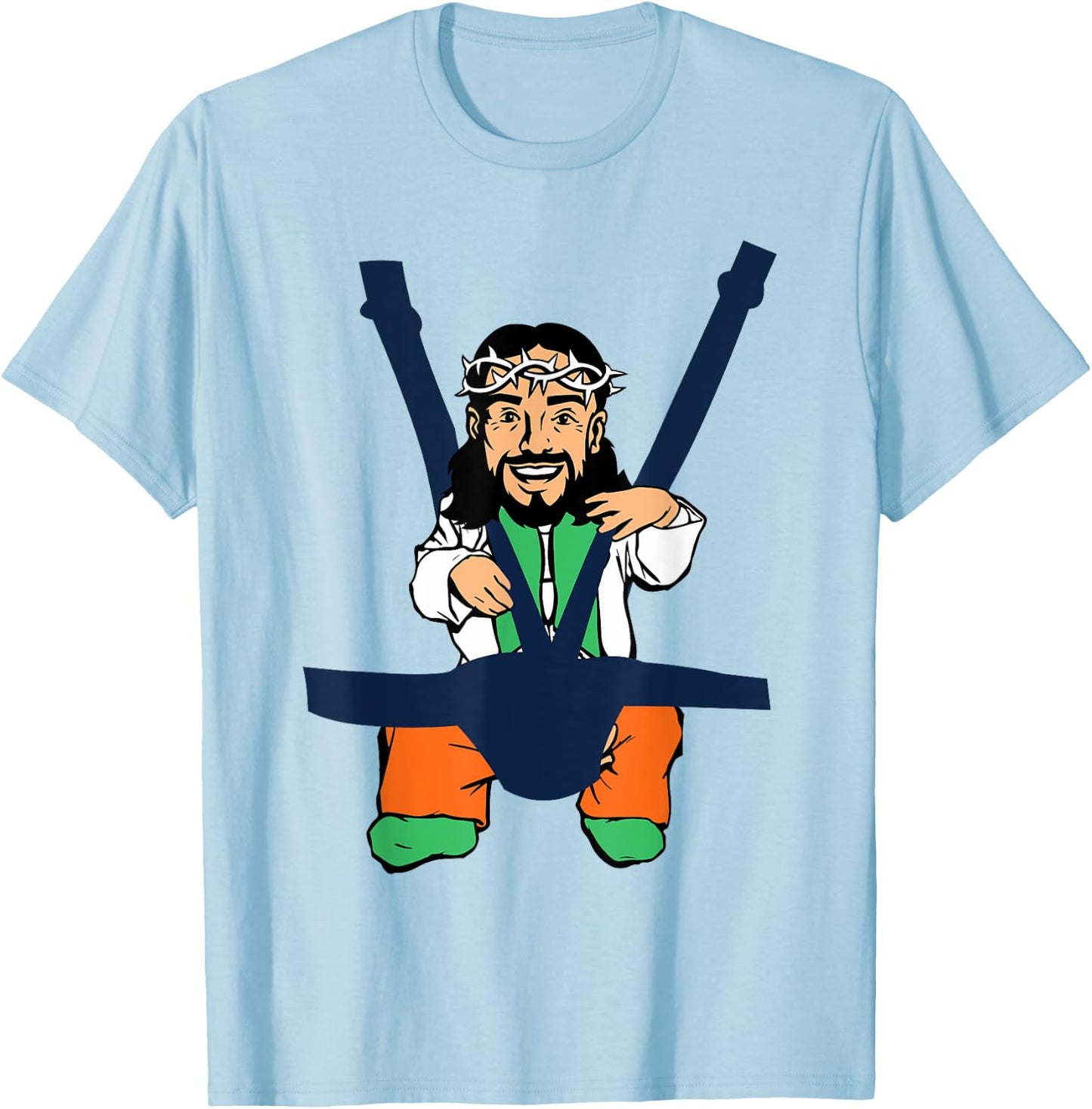 Baby Jesus Shirt in a Baby Carrier Funny Christ T-Shirt - T-Shirt | Light Blue