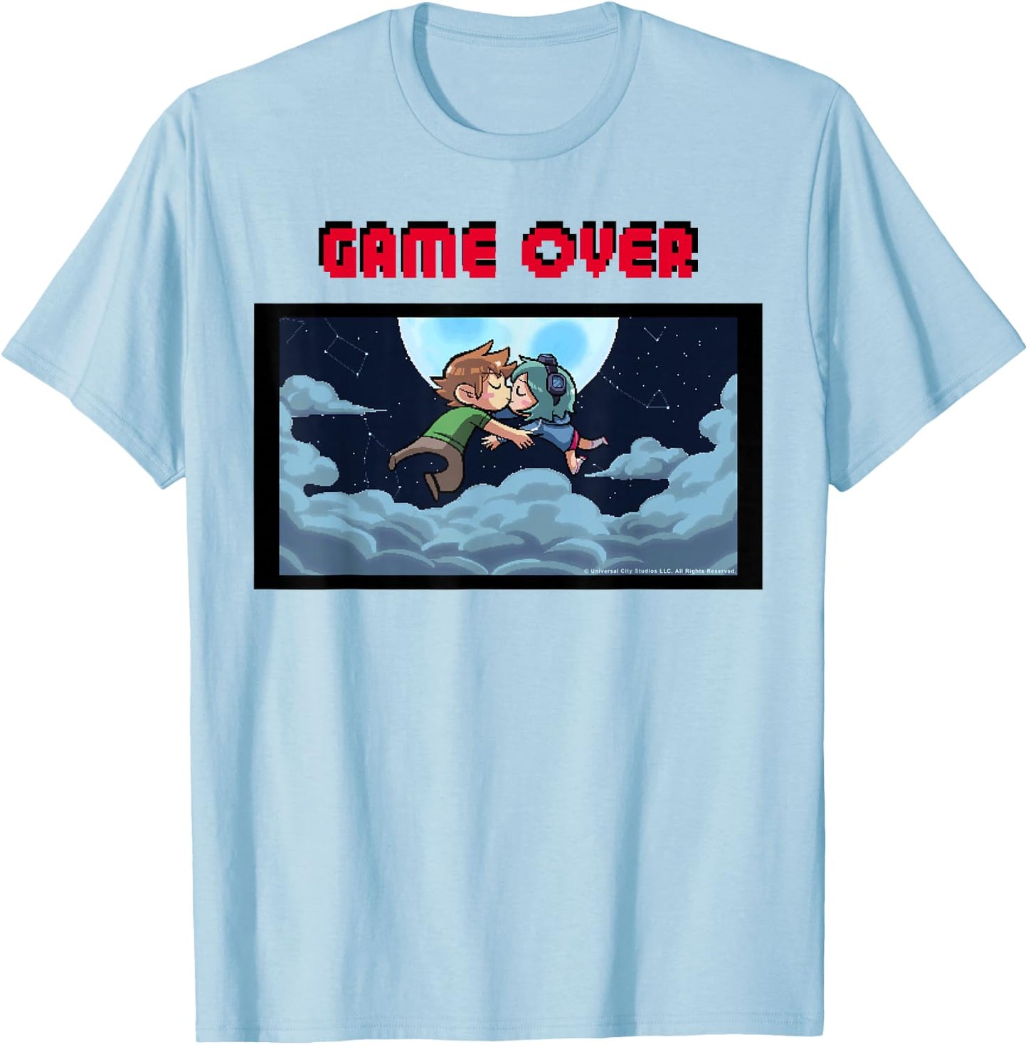 Scott Pilgrim Vs. The World Game Over Kiss T-Shirt - T-Shirt | Light Blue