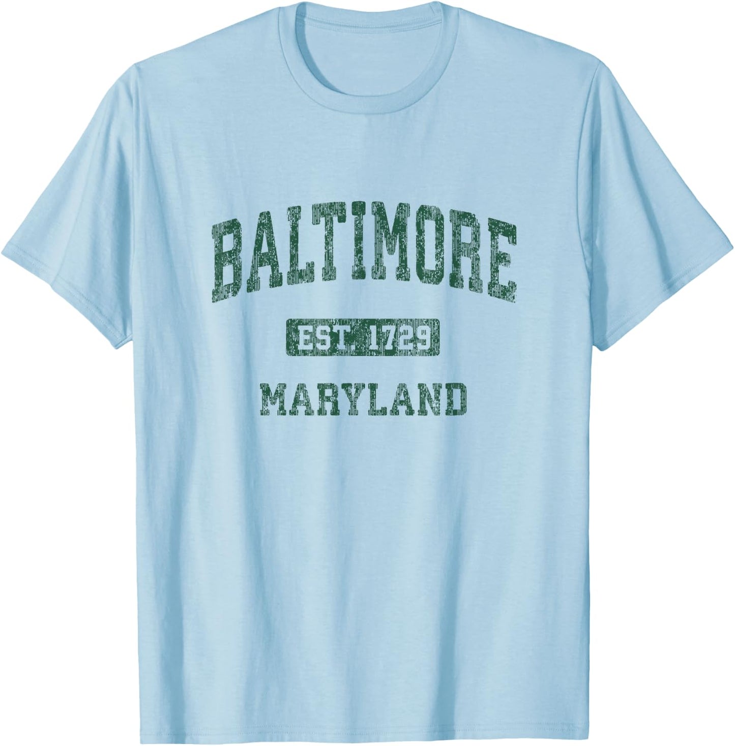 Baltimore Maryland MD Vintage Athletic Sports Design T-Shirt - T-Shirt | Light Blue