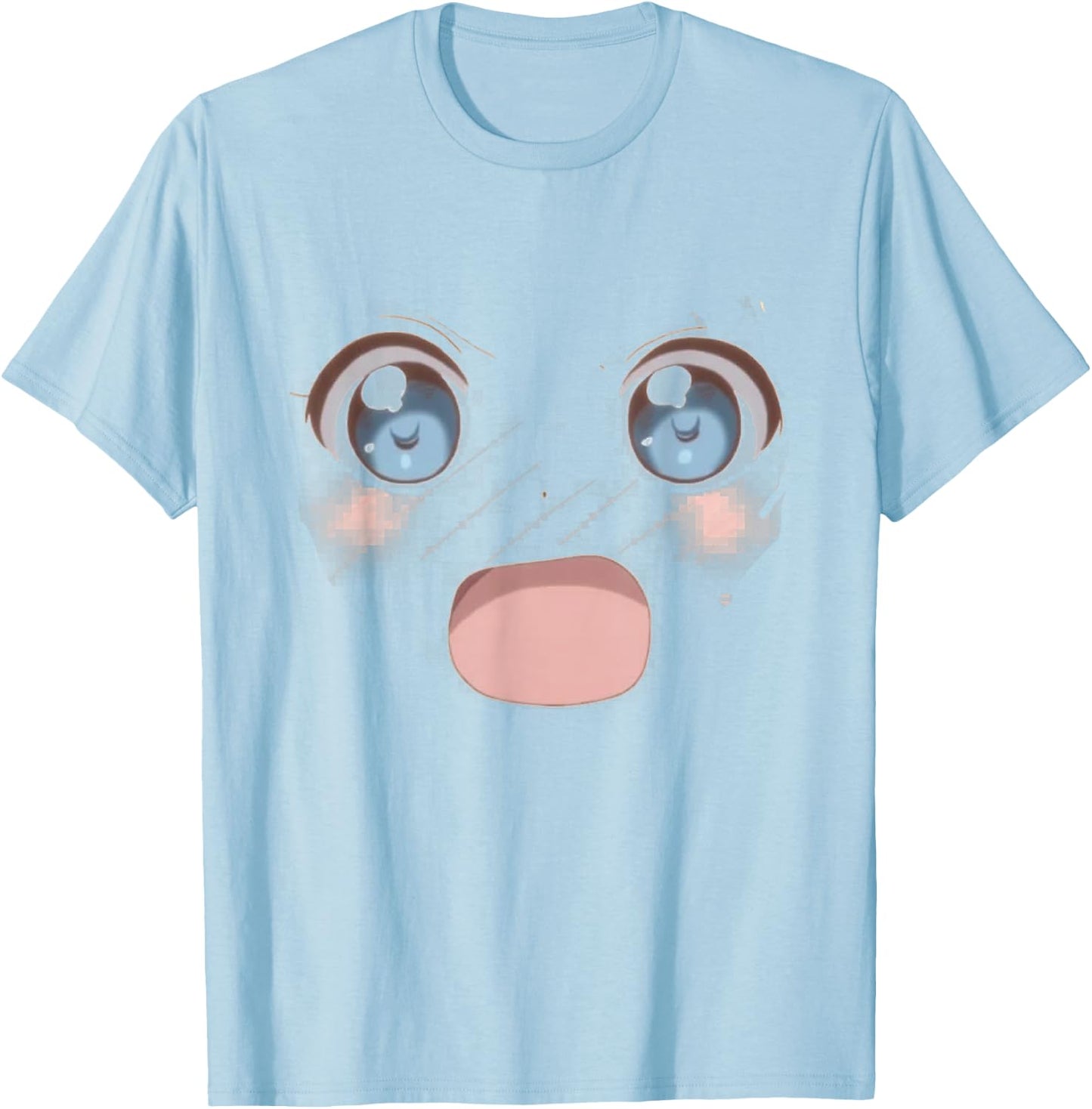 Kawaii Anime Face - Weeaboo Otaku Anime T Shirt T-Shirt - T-Shirt | Light Blue