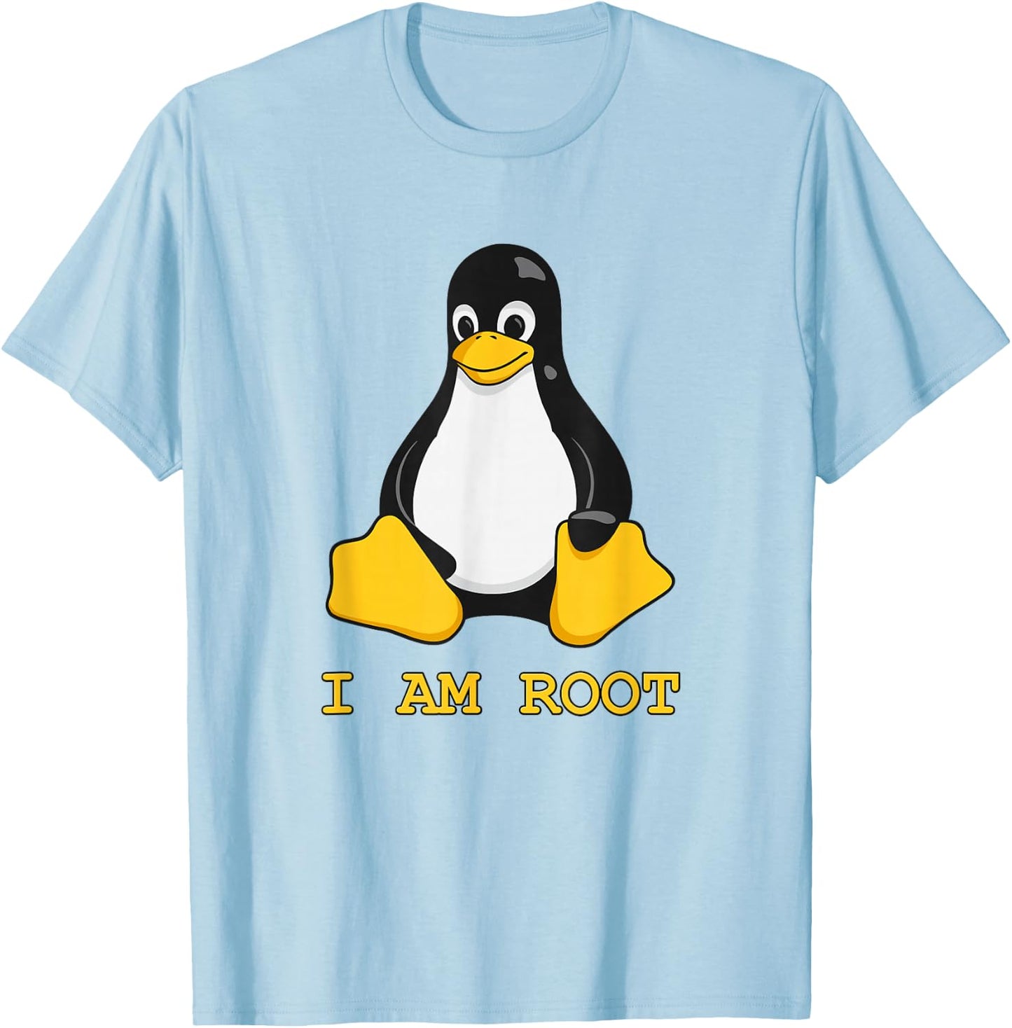 Linux Mascot Tux the Penguin I Am Root Men Women Kids T-Shirt - T-Shirt | Light Blue
