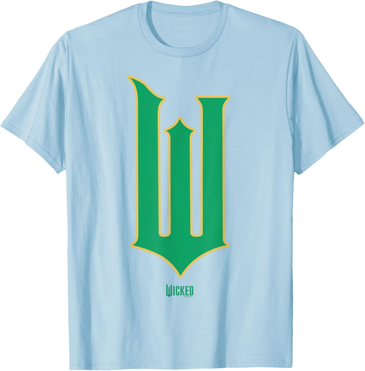 Wicked Movie W Logo Green Goes Good with Pink T-Shirt - T-Shirt | Light Blue