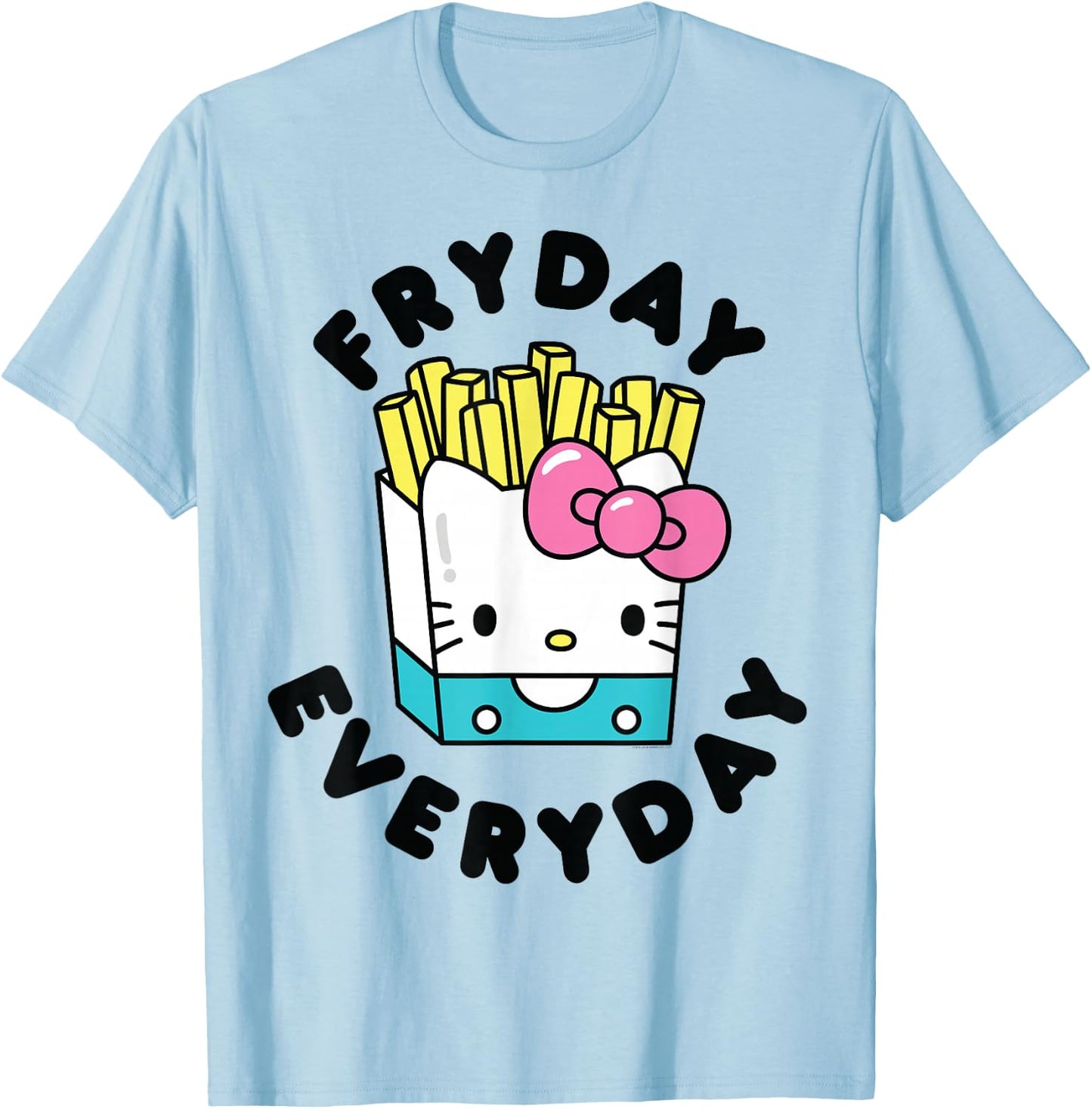 Hello Kitty French Fries Fryday Everyday Friday T-Shirt - T-Shirt | Light Blue