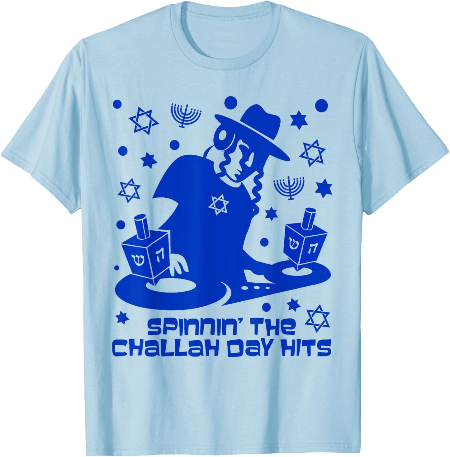 Funny Hanukkah Dreidel DJ Gift Challah Day Hits T-Shirt - T-Shirt | Light Blue