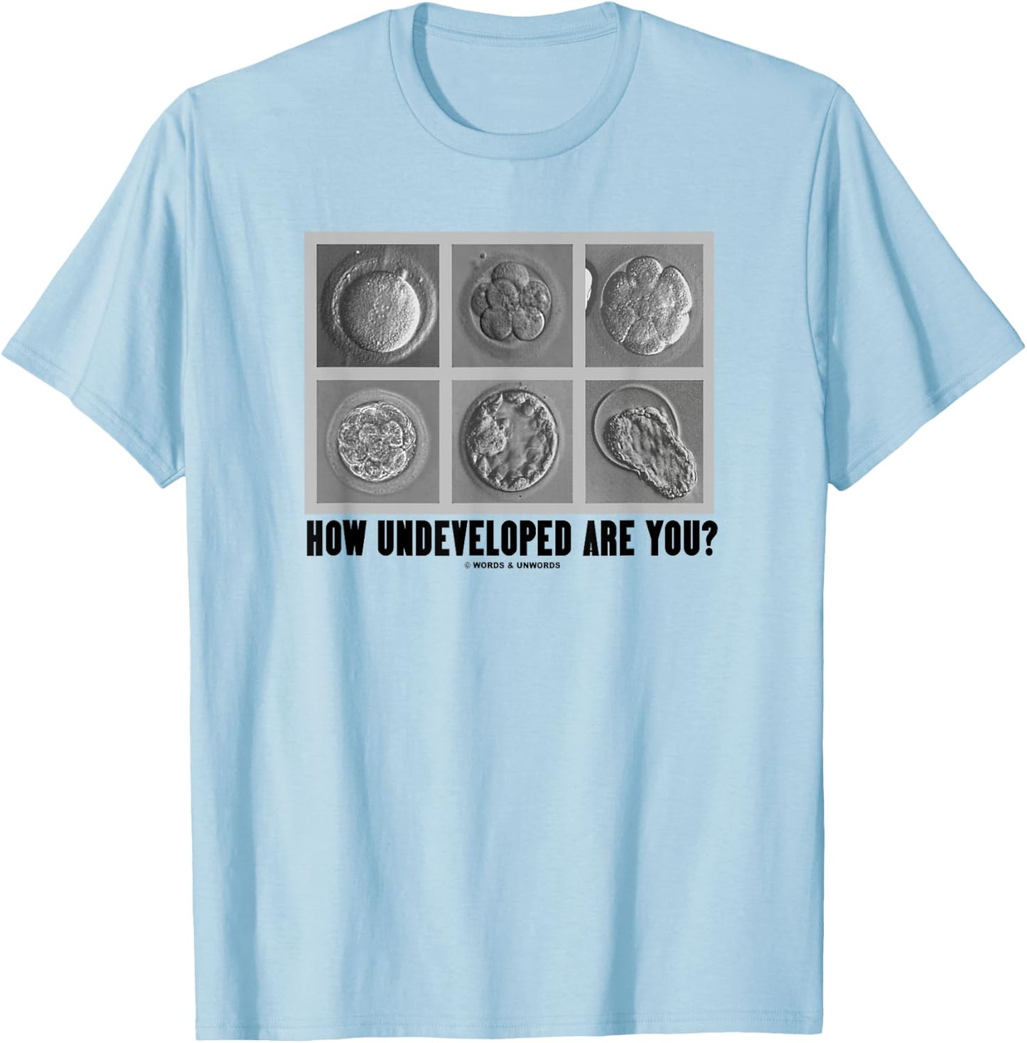 How Undeveloped Are You? Embryos Zygotes Embryology Humor T-Shirt - T-Shirt | Light Blue