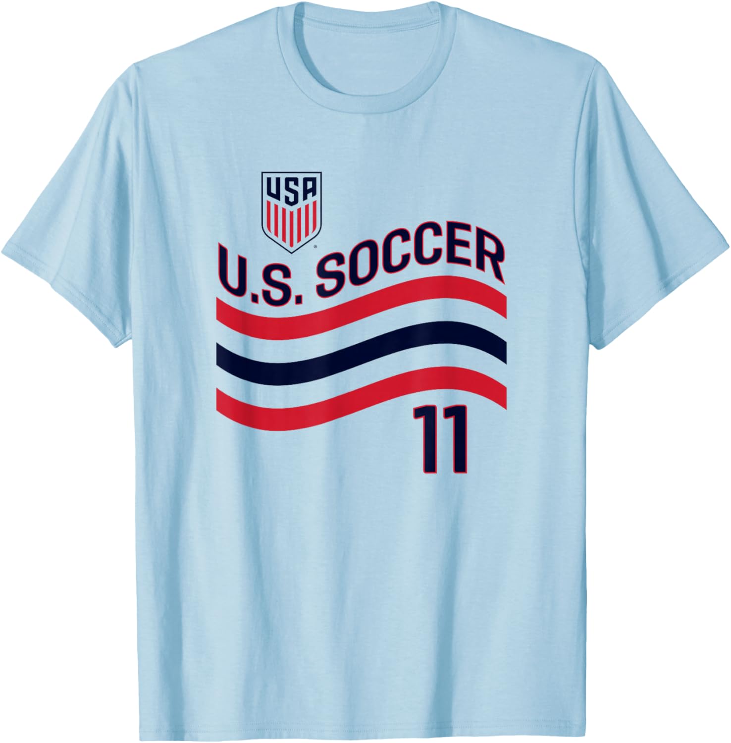 Brenden Aaronson 11 White USMNT Officially Licensed T-Shirt - T-Shirt | Light Blue