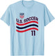 Brenden Aaronson 11 White USMNT Officially Licensed T-Shirt - T-Shirt | Light Blue