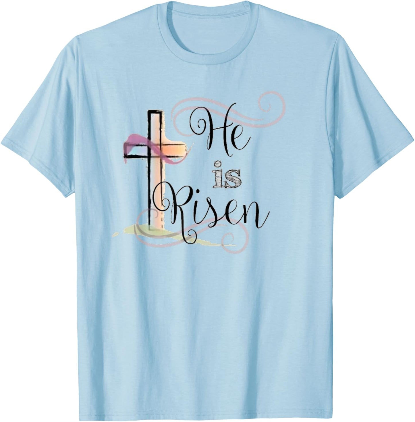 He Is Risen Shirt Christian Happy Easter Jesus T-Shirt - T-Shirt | Light Blue