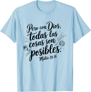 Bible Verse Design Women in Spanish - Spanish Bible T-Shirt - T-Shirt | Light Blue