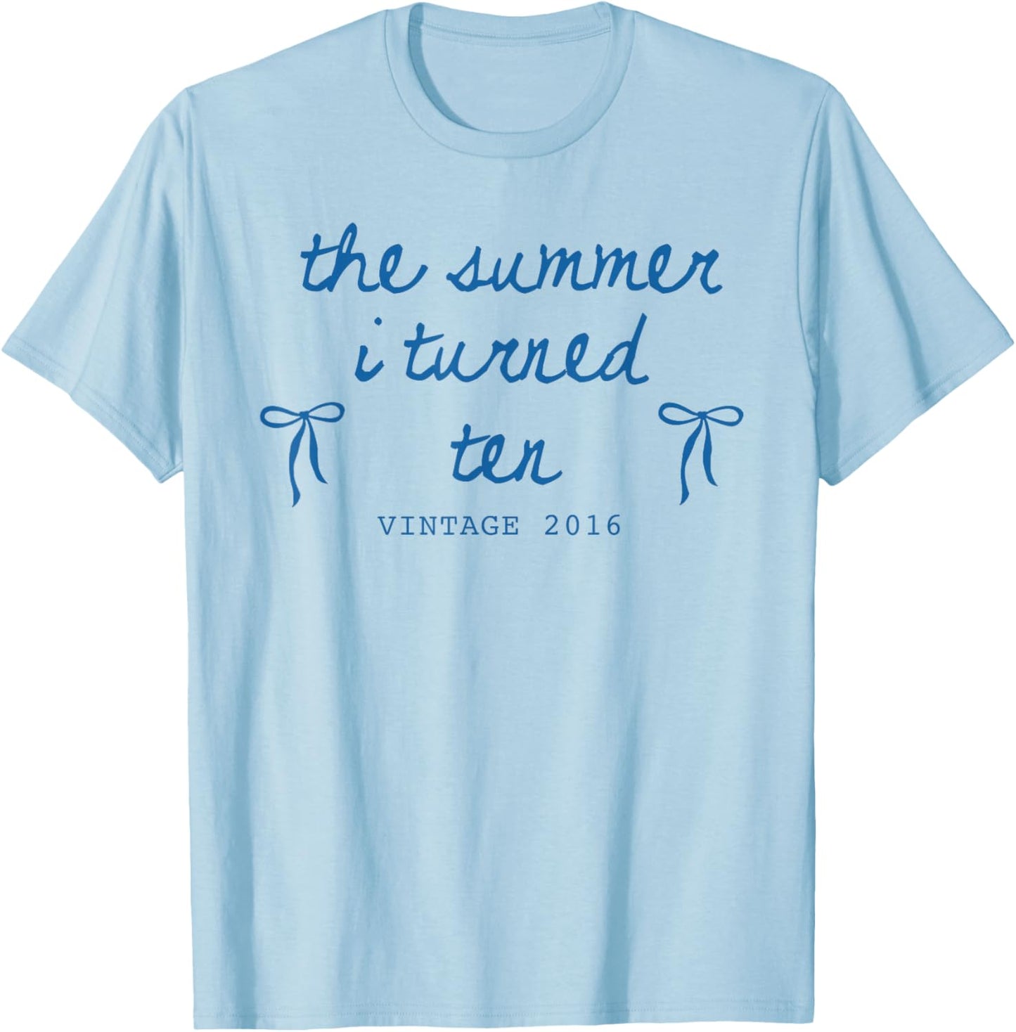 Summer I Turned 10 Vintage 2016 Cute Bow 10th Birthday Girl T-Shirt - T-Shirt | Light Blue