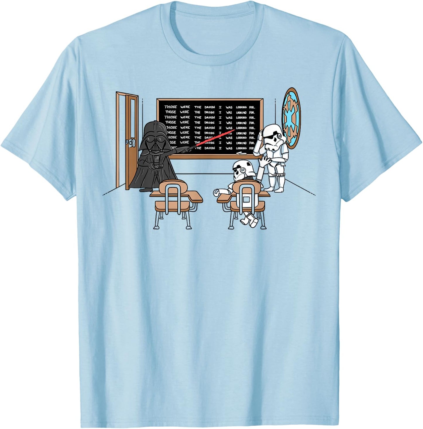 Star Wars Darth Vader Those Were The Droids Classroom Doodle T-Shirt - T-Shirt | Light Blue