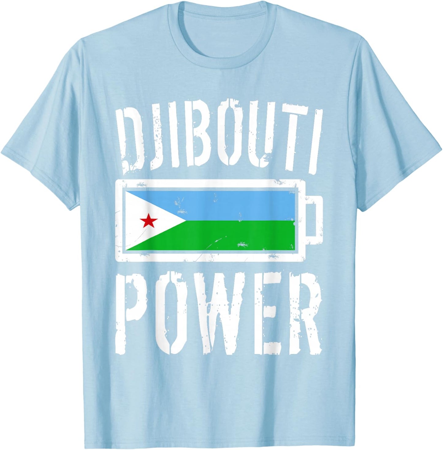 Djibouti Flag | Djibouti Power Battery Proud T-Shirt - T-Shirt | Light Blue