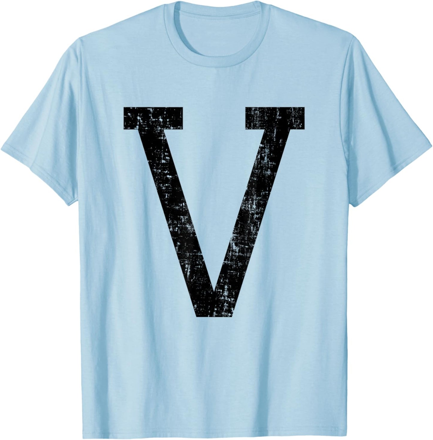 Letter V Capital Alphabet Initial School College Varsity T-Shirt - T-Shirt | Light Blue
