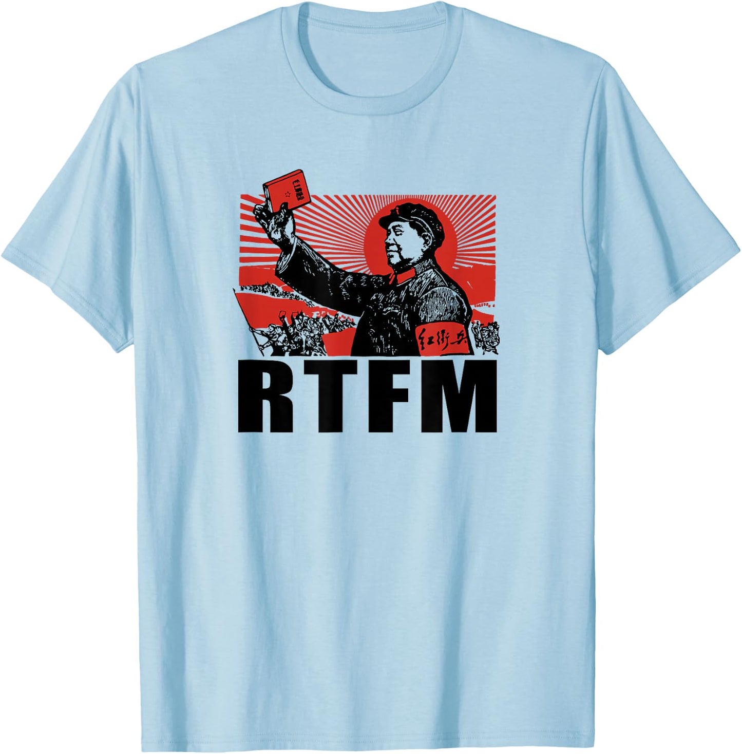 Mao RTFM Propaganda Style Graphic T-Shirt - T-Shirt | Light Blue