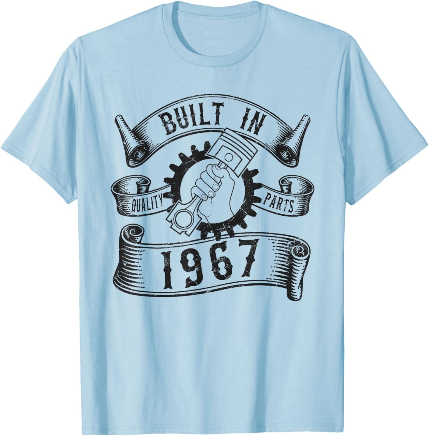 Born in 1967 Quality Parts, Piston Graphic Mechanic Gifts T-Shirt - T-Shirt | Light Blue