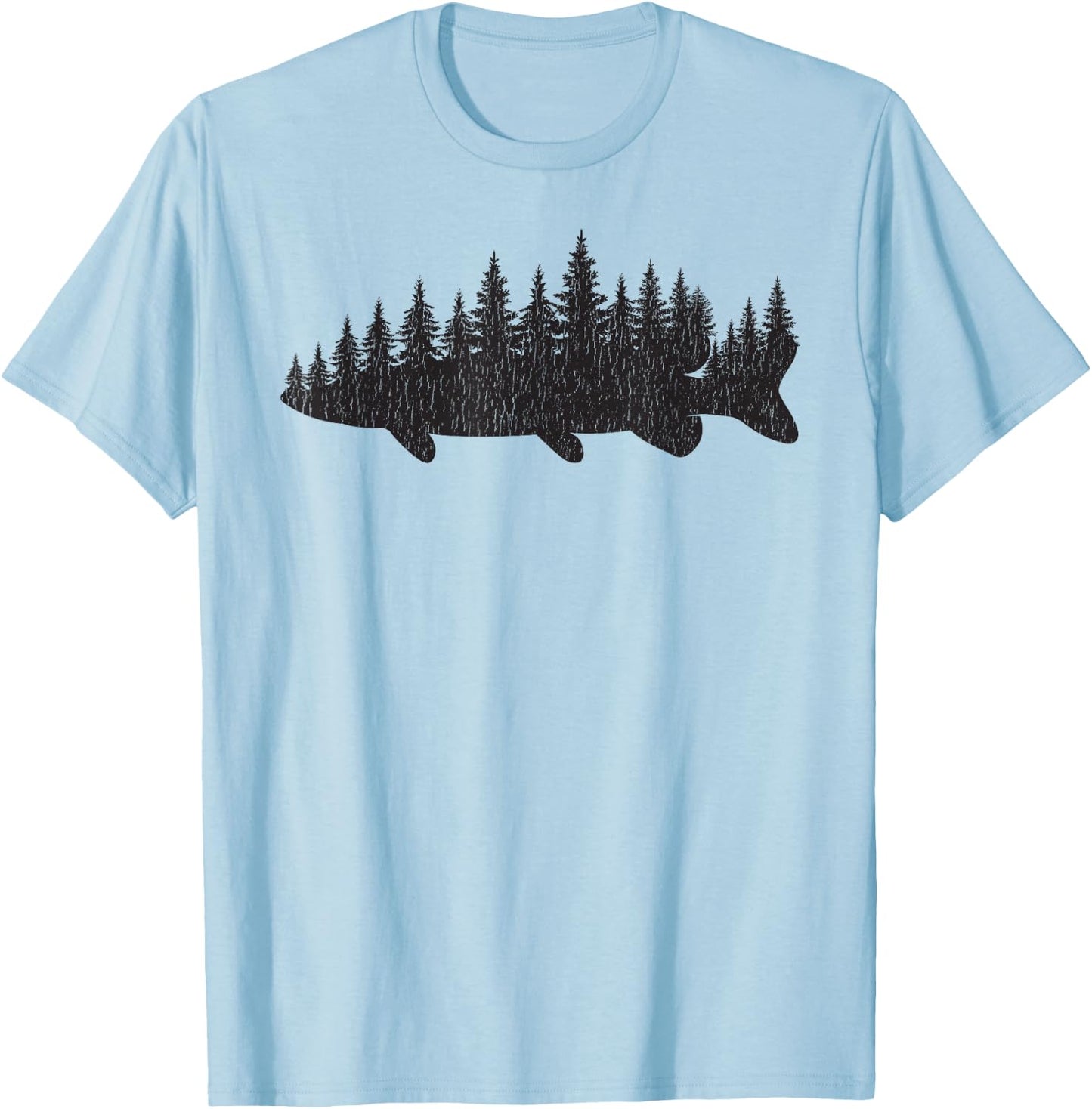 Northern Pike Treeline Fisherman Angling T-Shirt - T-Shirt | Light Blue