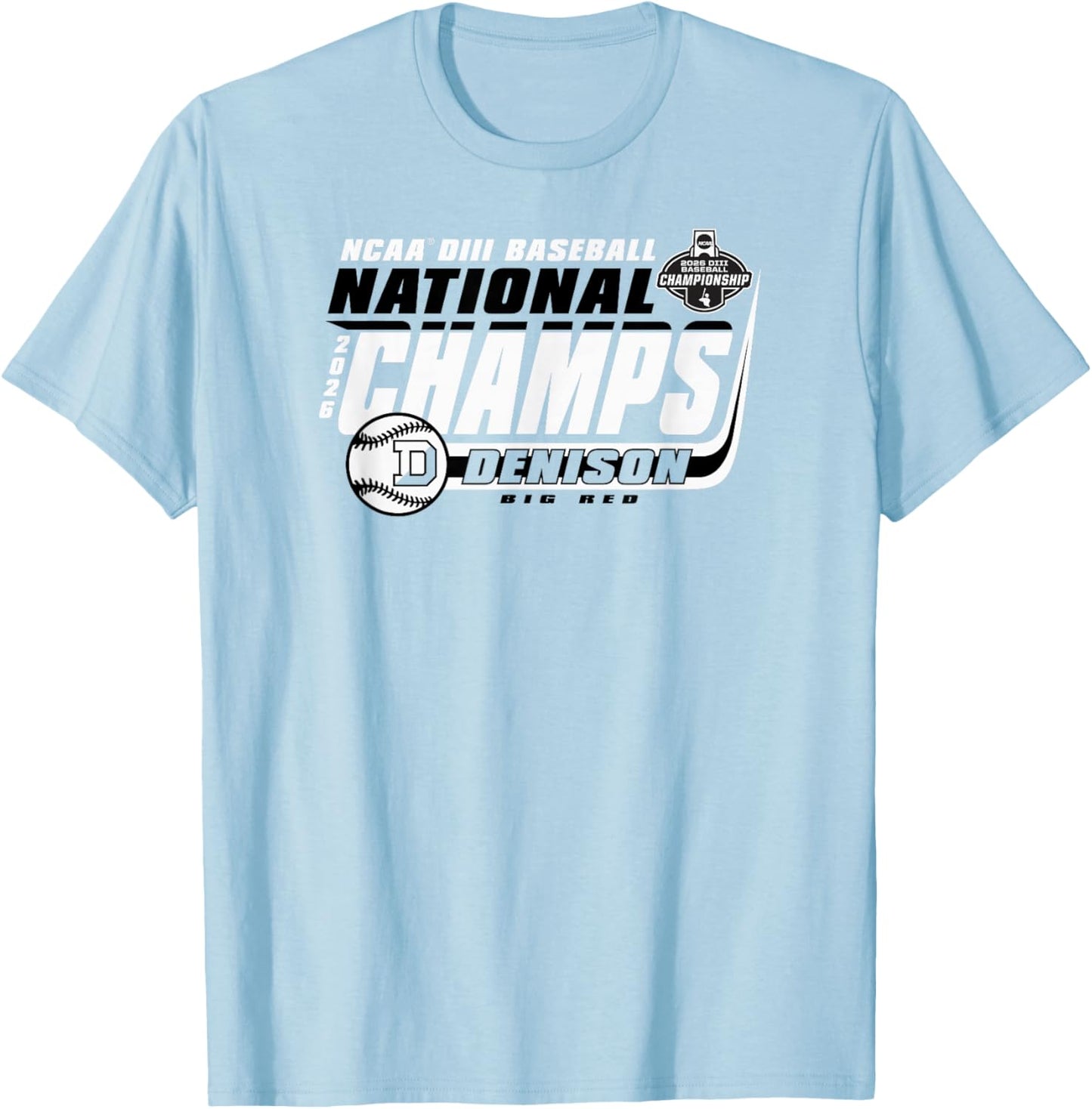 Denison Big Red National Champs 2026 Baseball T-Shirt - T-Shirt | Light Blue