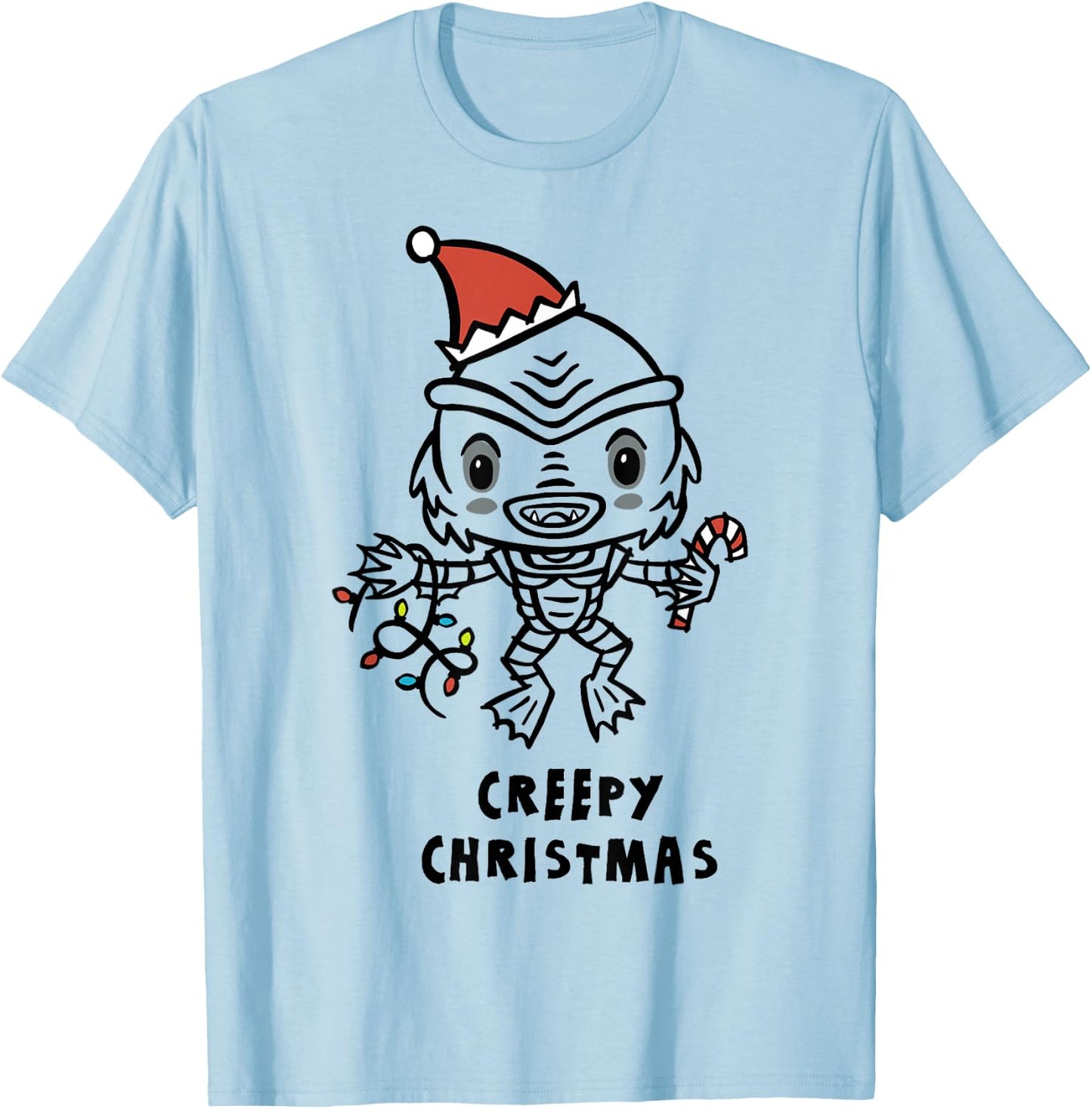 Universal Monsters Christmas Creature From The Black Lagoon T-Shirt - T-Shirt | Light Blue