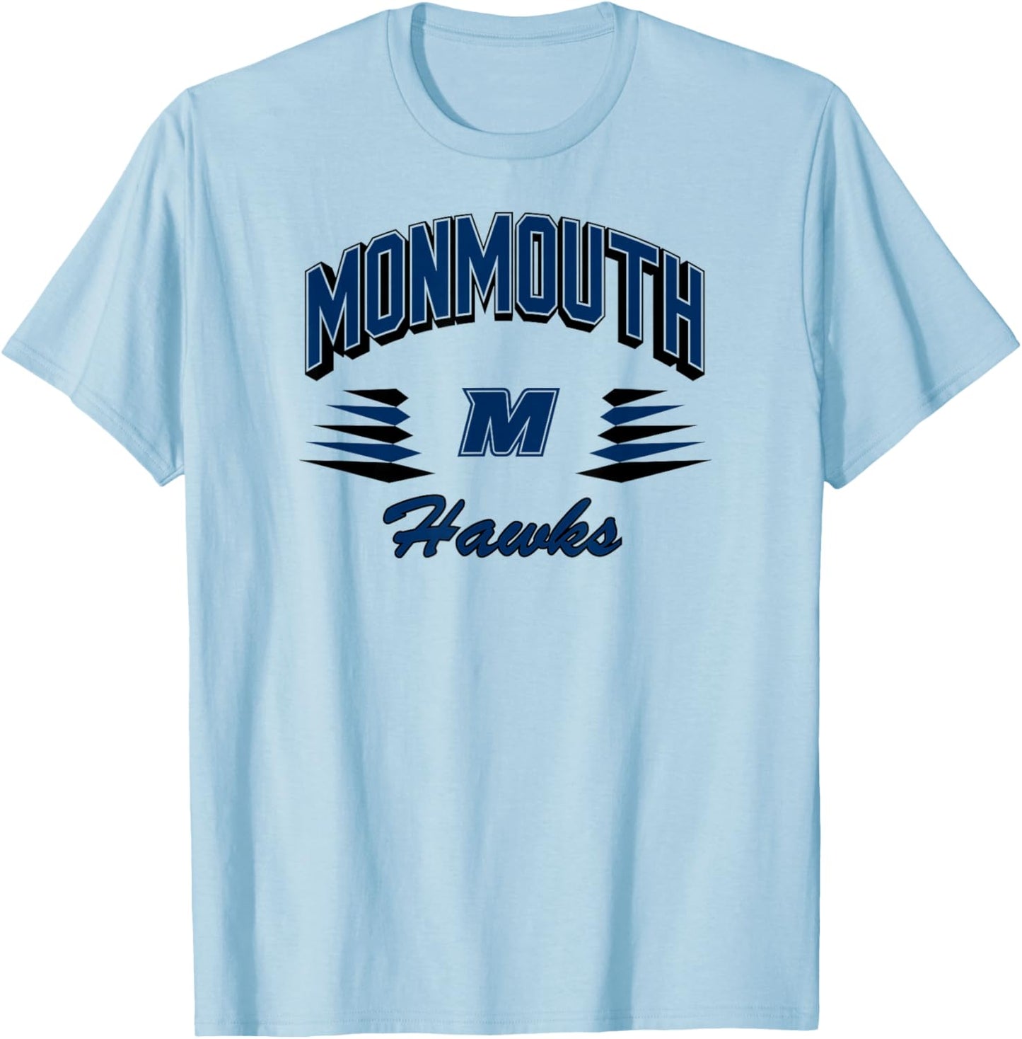 Monmouth Hawks Retro Diamond White Officially Licensed T-Shirt - T-Shirt | Light Blue