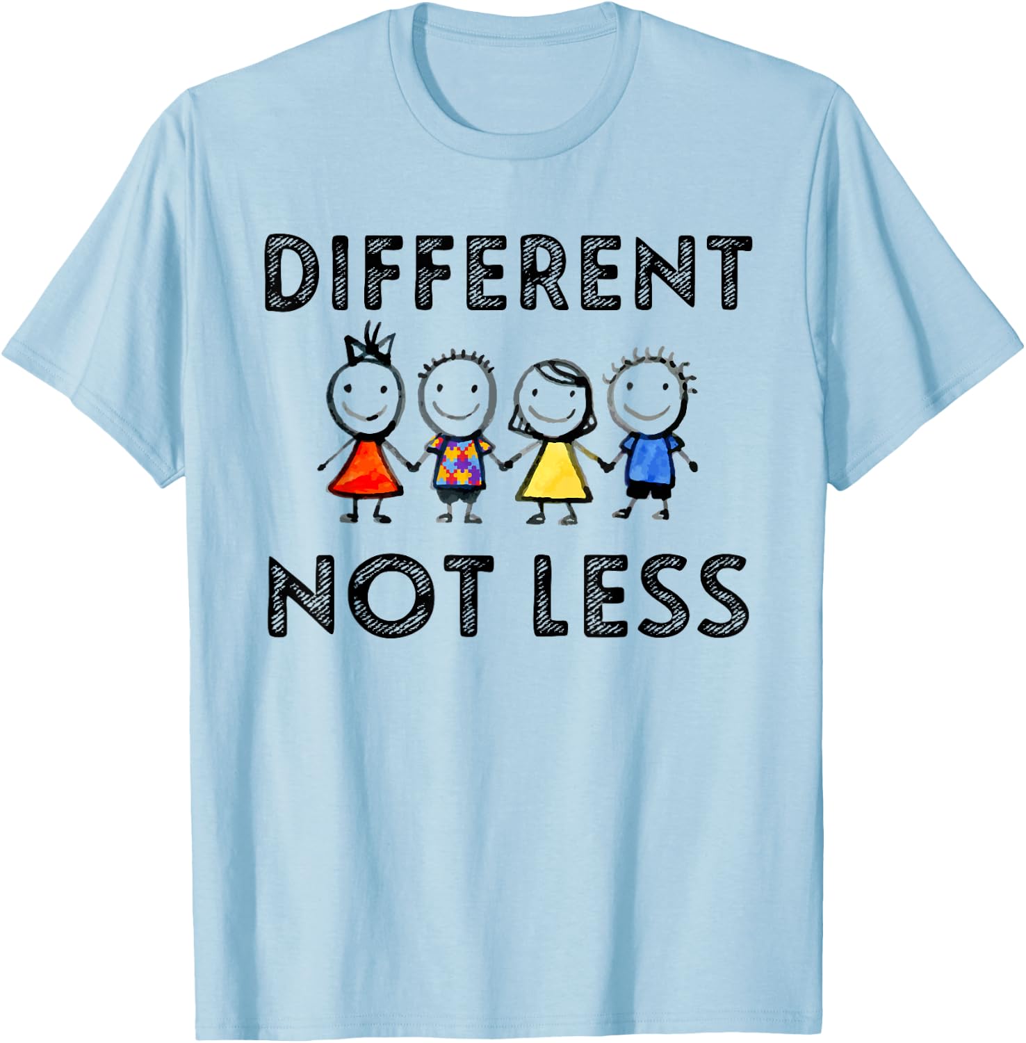 Different Not Less Support Autism Awareness Gifts T-Shirt - T-Shirt | Light Blue