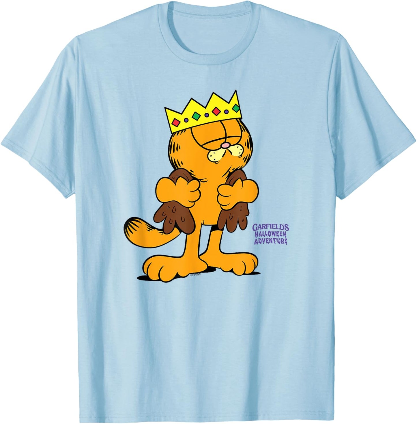 Garfield King Halloween Costume Cartoon Cat T-Shirt - T-Shirt | Light Blue
