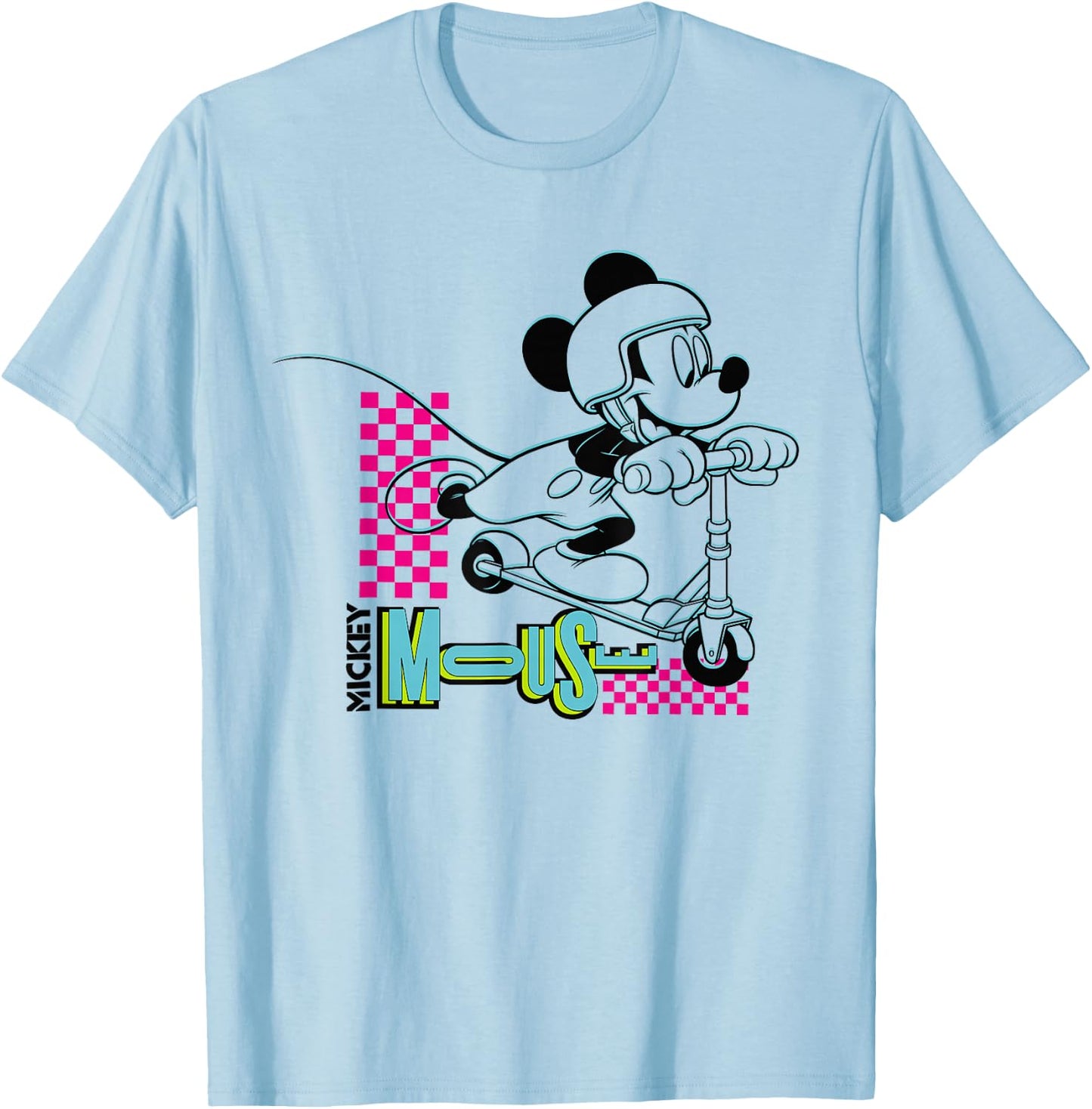 Disney Mickey Mouse Retro 80s Scooter T-Shirt - T-Shirt | Light Blue