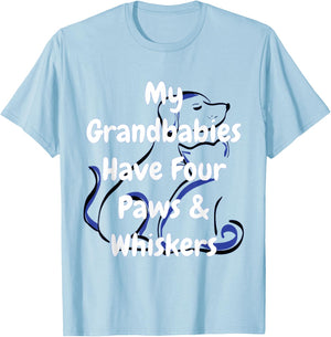 Dog And Cat Love My Grandbabies Have Four Paws And Whiskers Men Women T-Shirt - T-Shirt | Light Blue