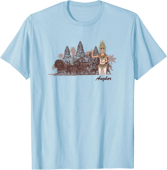 Apsara Angkor Wat Cambodia T-Shirt - T-Shirt | Light Blue