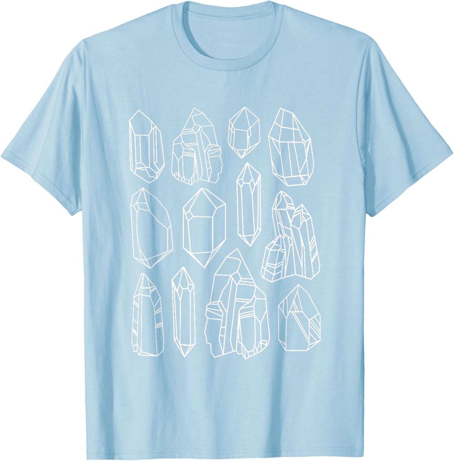GEMS JEWELS ART Faceted Crystals Quartz Geodes T-Shirt - T-Shirt | Light Blue