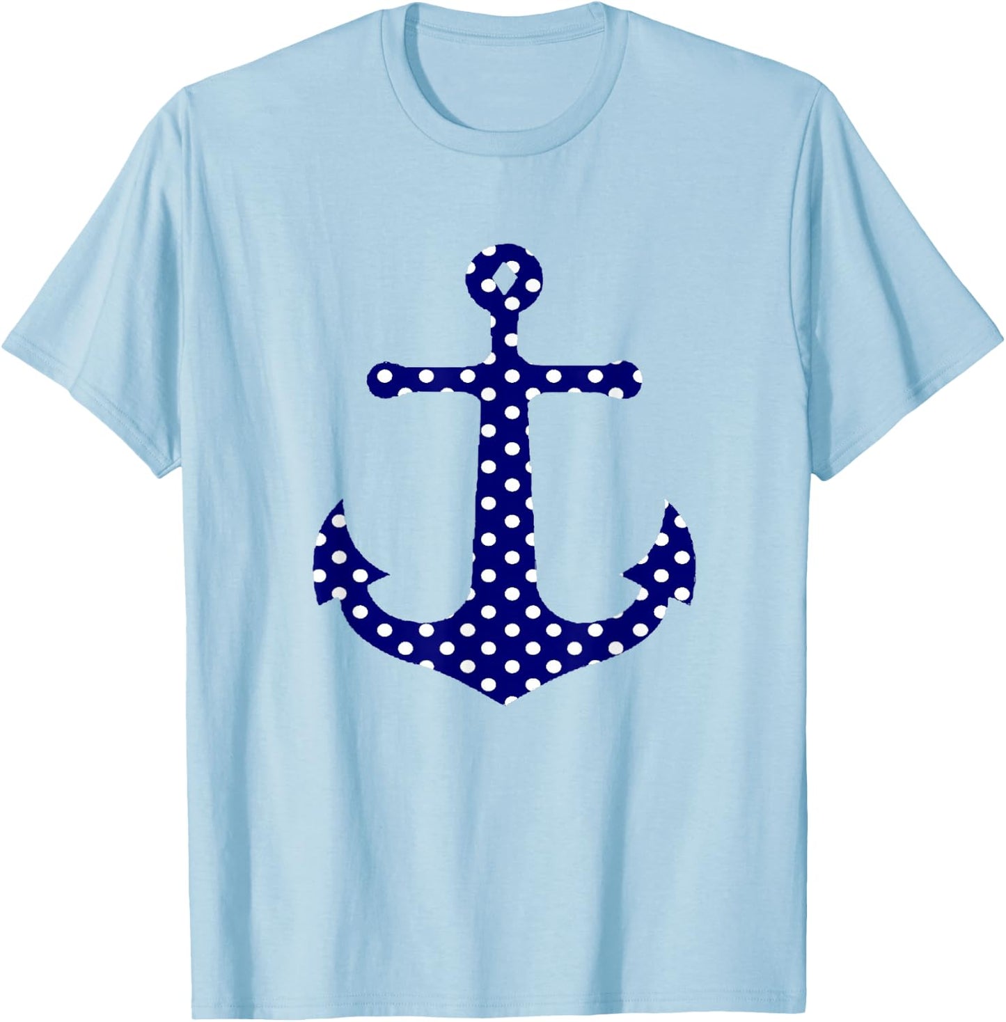 Navy Blue Preppy Polka Dot Anchor Sailing Beach Shirt T-Shirt - T-Shirt | Light Blue