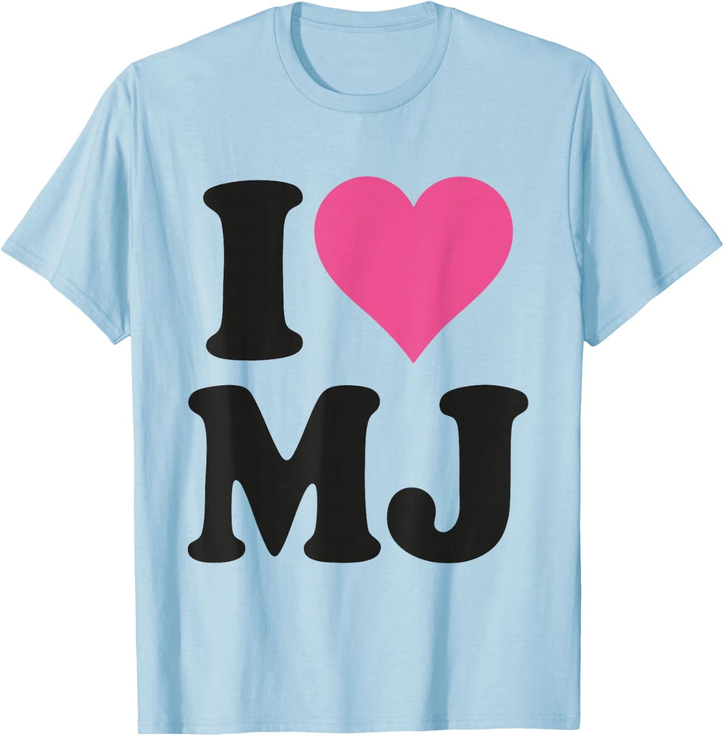 I Love MJ Fan Merch Pink Heart Initials Design M.J. T-Shirt - T-Shirt | Light Blue