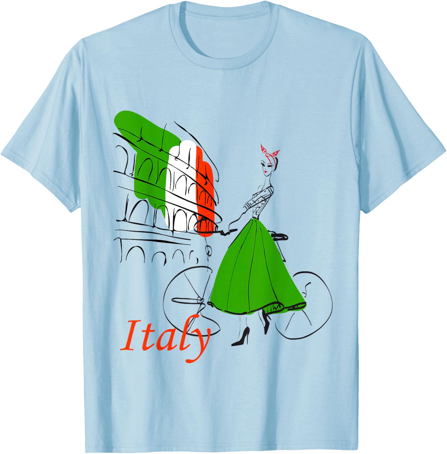 Italy t Shirt, Rome Women,Women T-Shirt - T-Shirt | Light Blue