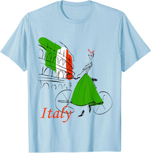 Italy t Shirt, Rome Women,Women T-Shirt - T-Shirt | Light Blue