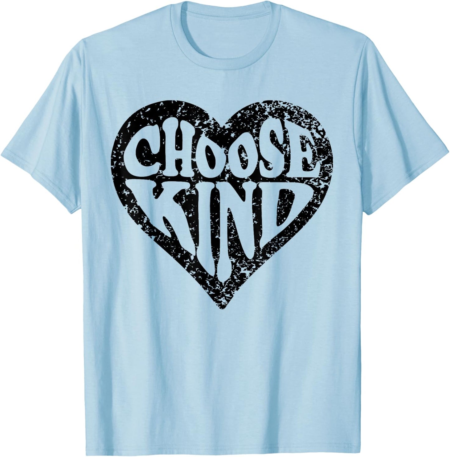 Choose Kind Distressed Heart Anti Bullying Unity Day T-Shirt - T-Shirt | Light Blue