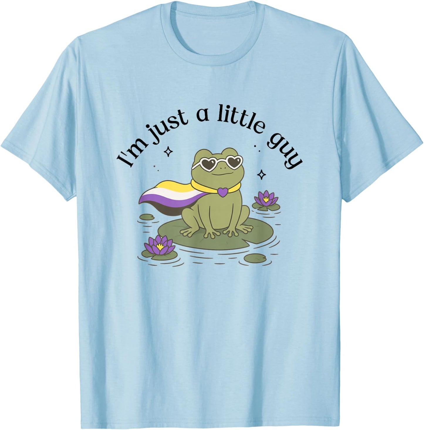 Non-Binary Pride Funny Frog Meme Weirdcore LGBTQ Genderqueer T-Shirt - T-Shirt | Light Blue