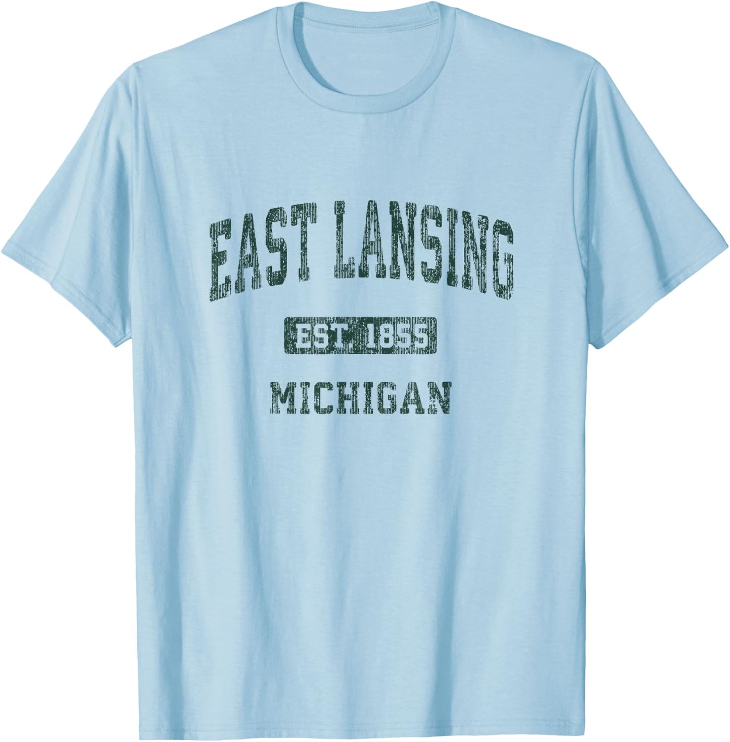 East Lansing Michigan MI Vintage Athletic Sports Design T-Shirt - T-Shirt | Light Blue