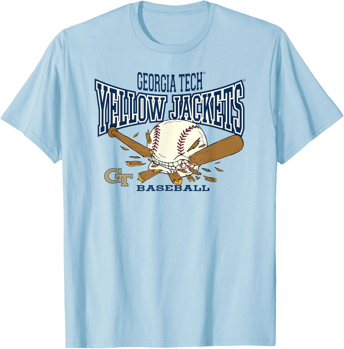 Georgia Tech Yellow Jackets Baseball Bite White T-Shirt - T-Shirt | Light Blue