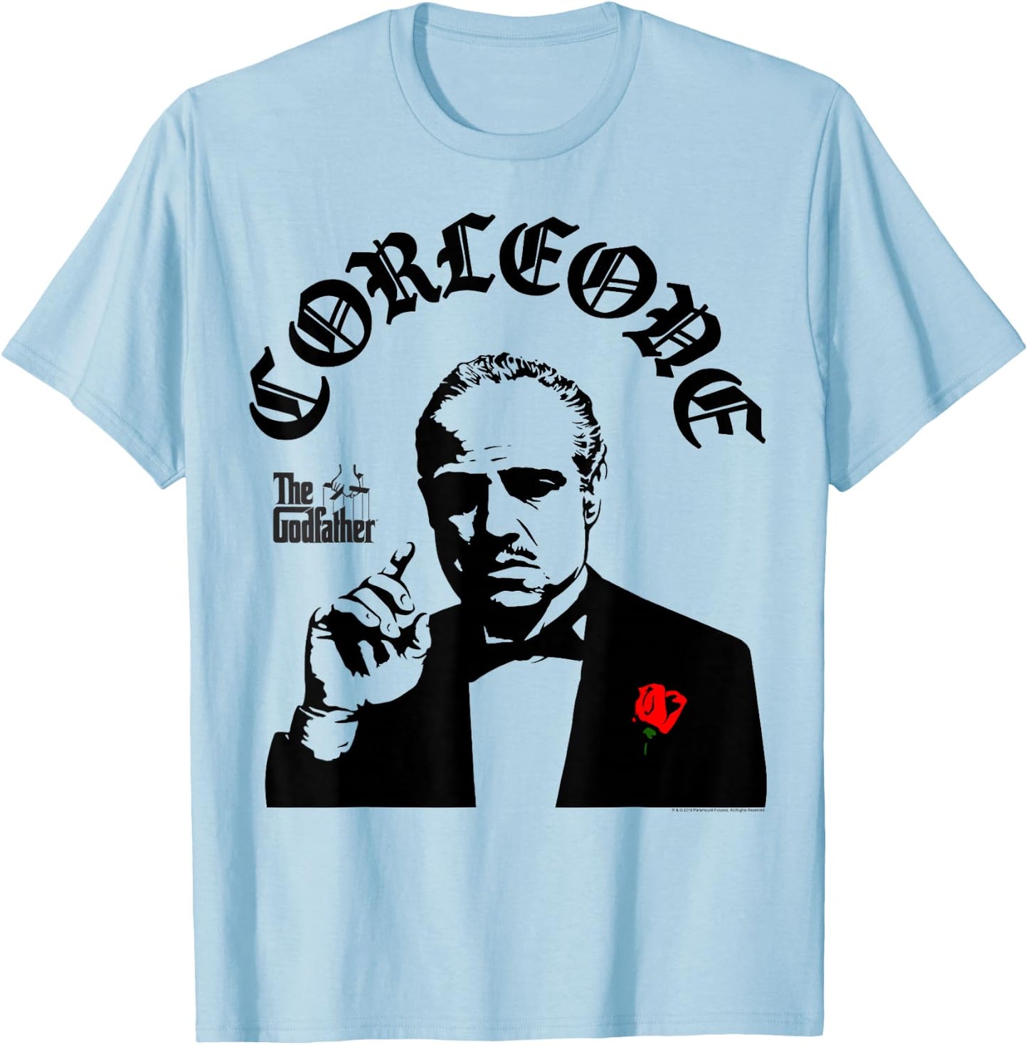 The Godfather Corleone Black And White Portrait T-Shirt - T-Shirt | Light Blue