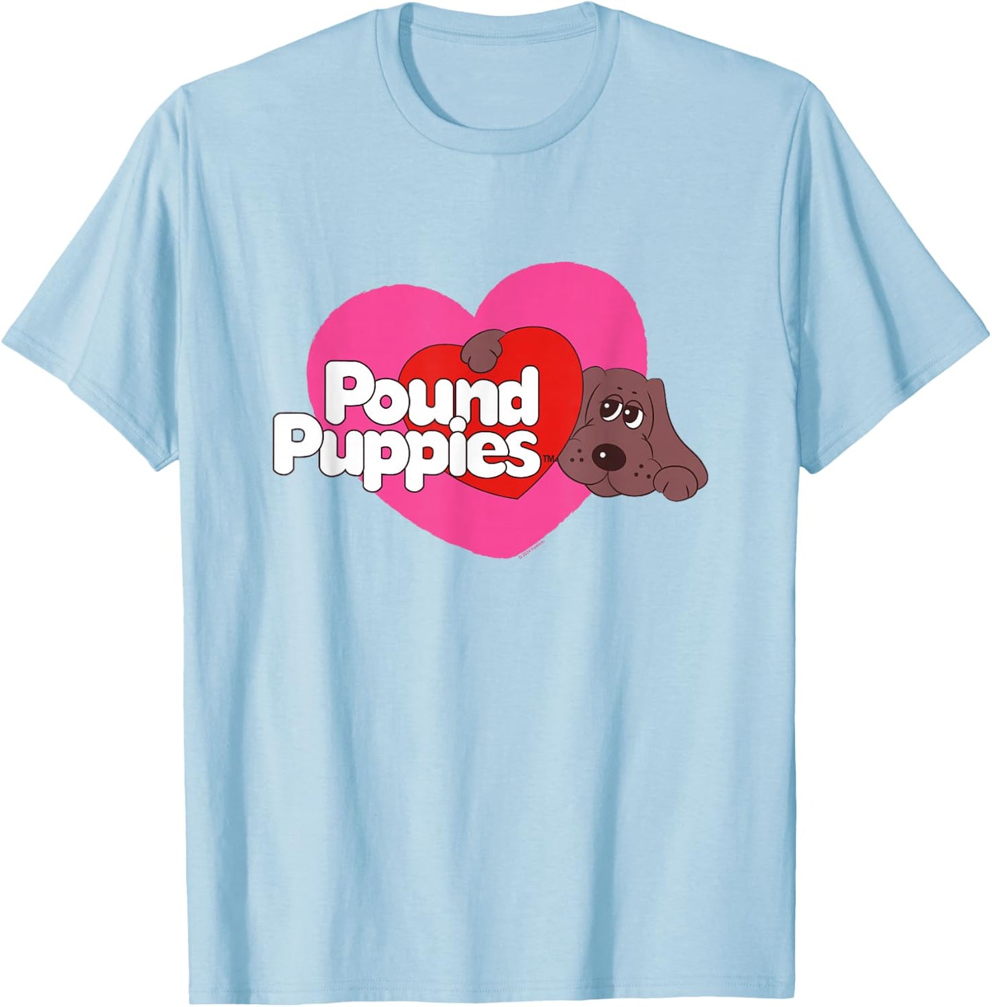 Pound Puppies Valentine's Day Cute Dog Heart Shape Big Logo T-Shirt - T-Shirt | Light Blue